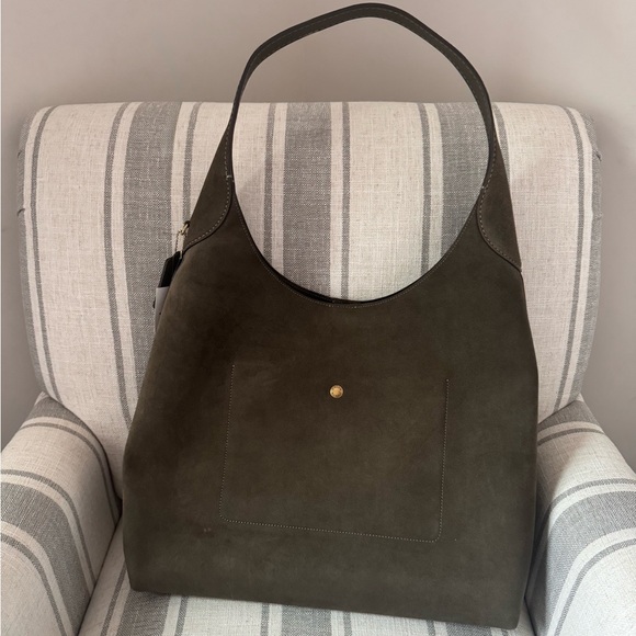 NWT Authentic COACH Brooklyn 39 Shoulder Bag in Olive Suede - Picture 2 of 10